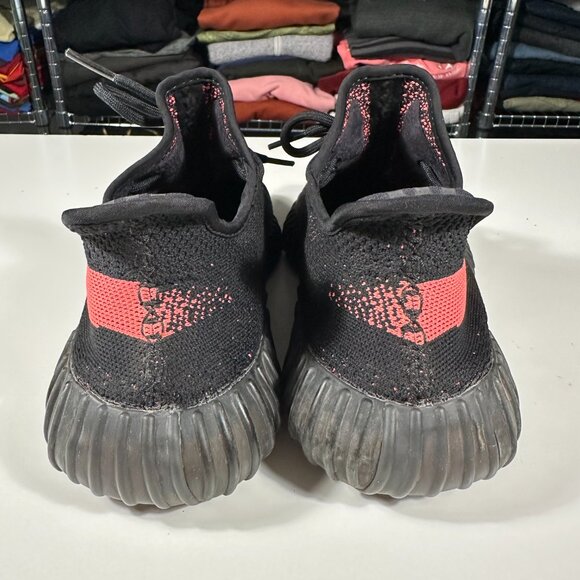 Adidas Yeezy 350 BY9612 Core Black Red Size US 9 Pre Owned - Picture 3 of 9